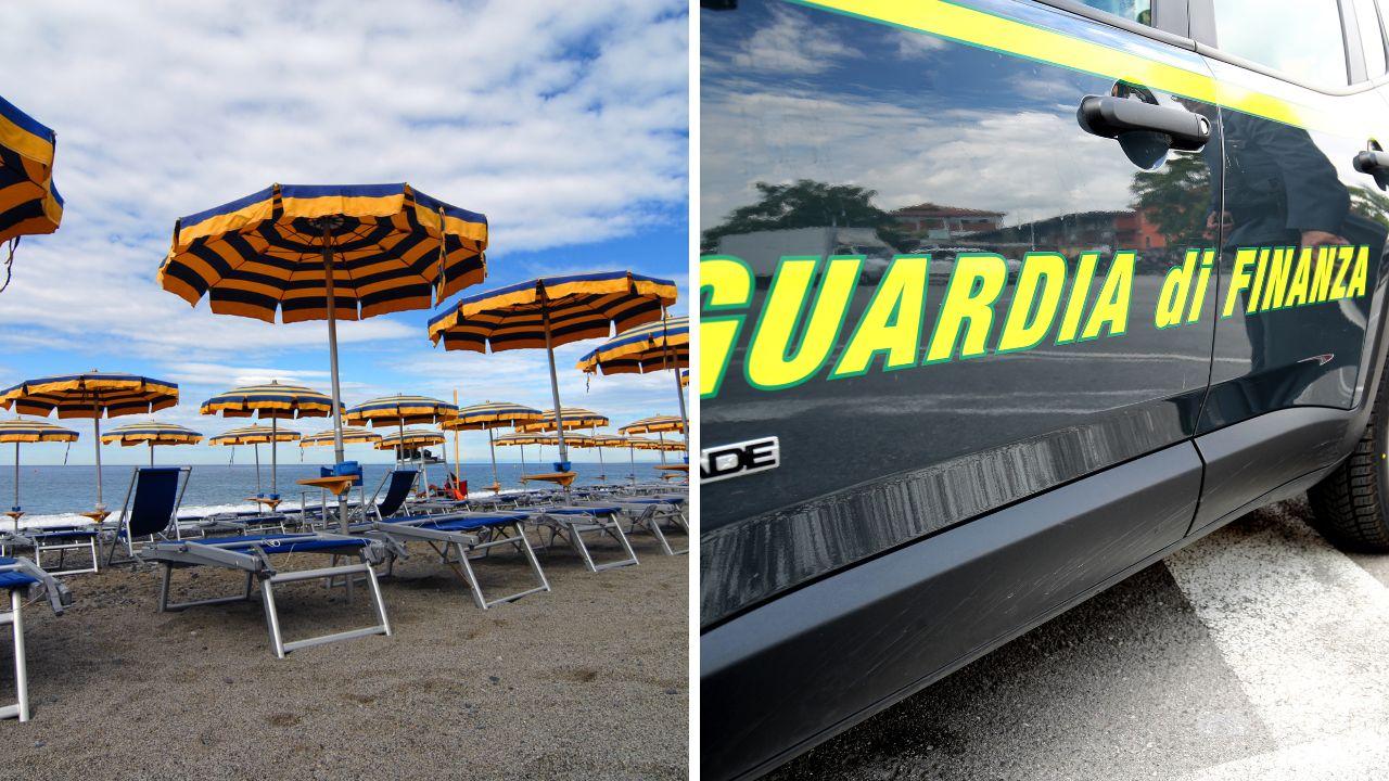 
	Uno stabilimento balneare e un'auto della Guardia di Finanza (foto d'archivio)

