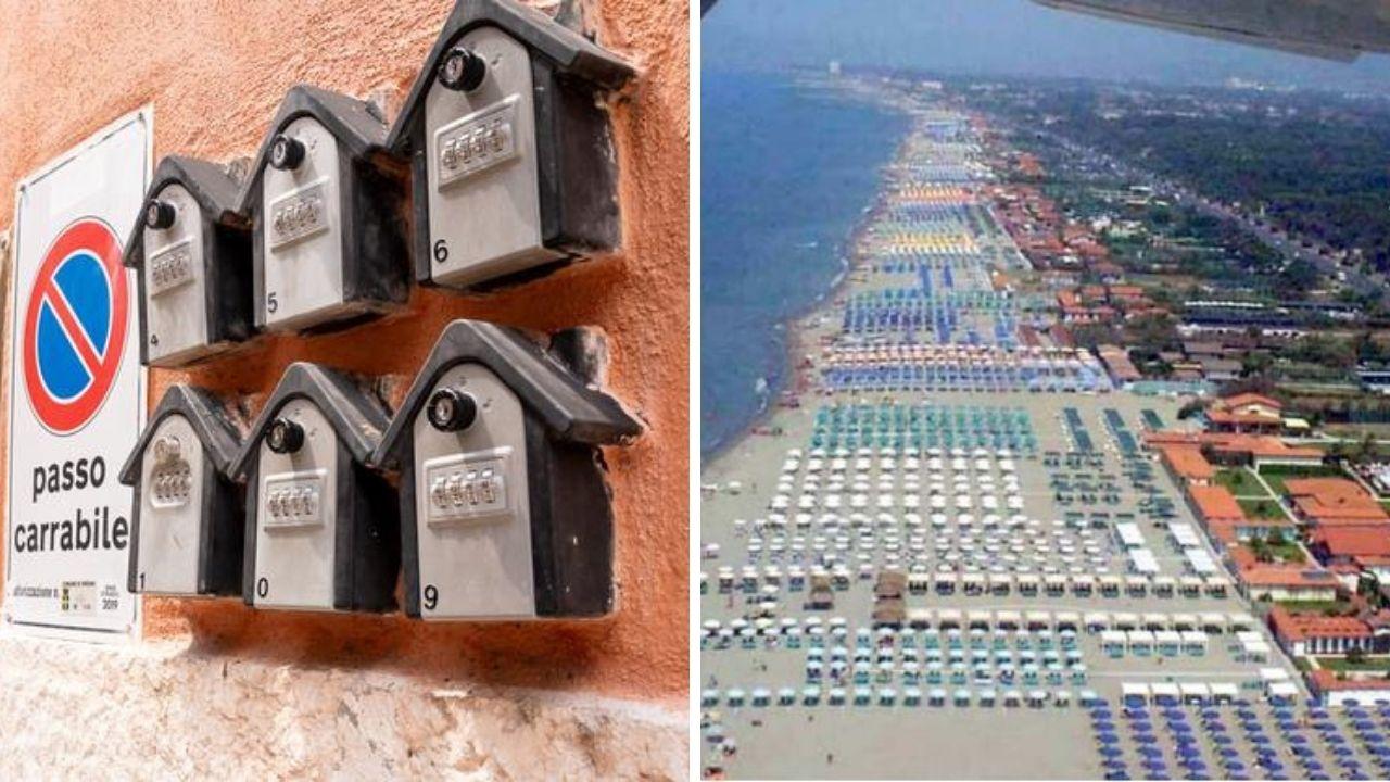
	I dispositivi di accesso agli alloggi destinati ad affitti brevi, a dx&nbsp;una veduta di Marina di Massa (foto di archivio)

