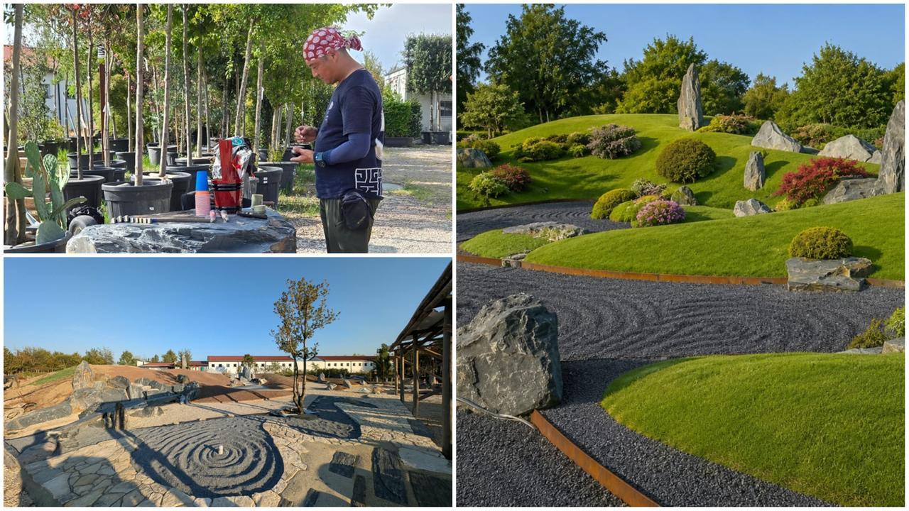 Il maestro Hoshi al lavoro e come sarà il giardino "Adachi Style"