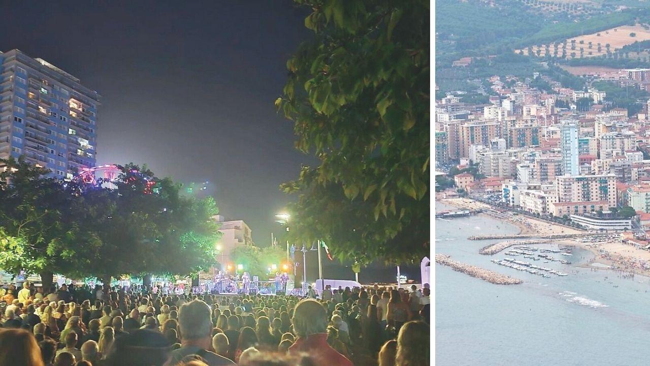 
	Il concerto dei Killer Queen, a dx&nbsp;una veduta di Follonica

