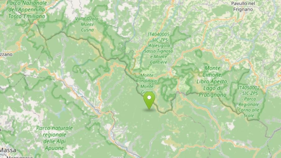 L'epicentro della scossa di terremoto