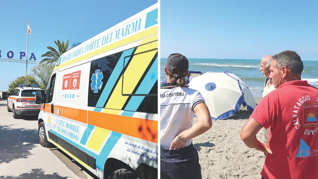 I soccorsi sul mare e la Capitaneria con i bagnini sul luogo della tragedia (foto Iacopo Giannini)
