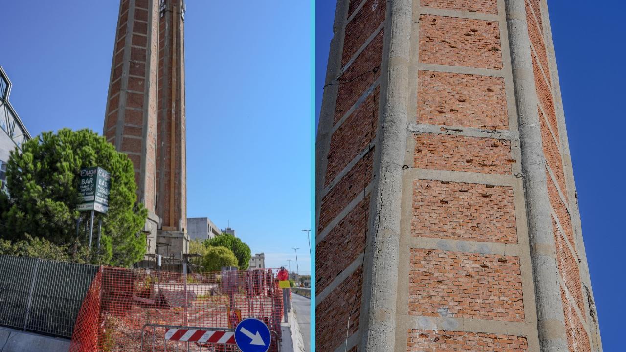 I new jersey che delimitano la carreggiata e un dettaglio della torre di via delle Cateratte (foto Stick)