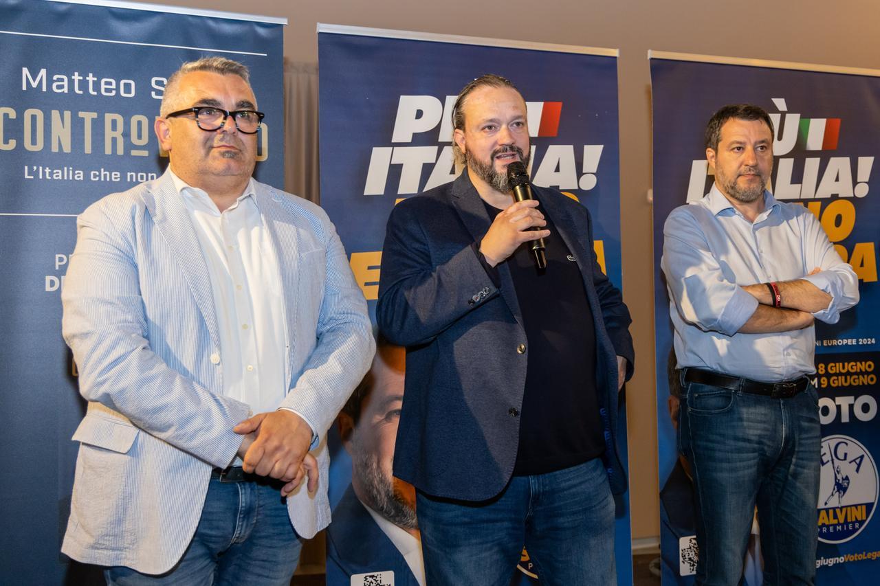 Matteo Salvini arriva a Ferrara