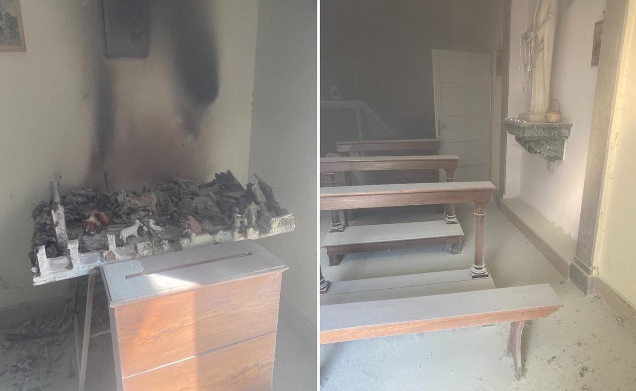 
	La chiesetta di San Cesario dopo l'incendio

