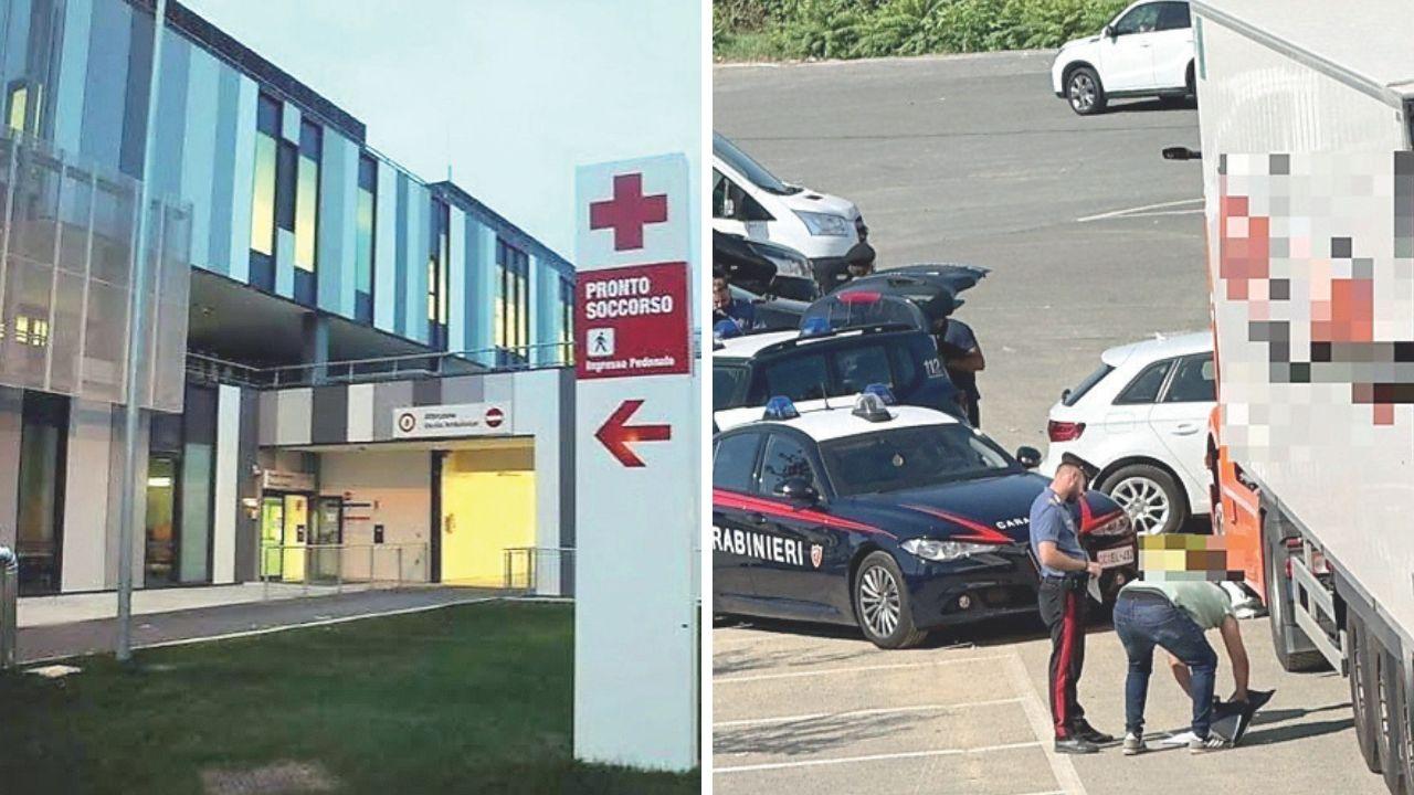 Il Noa e a destra i carabinieri sul posto