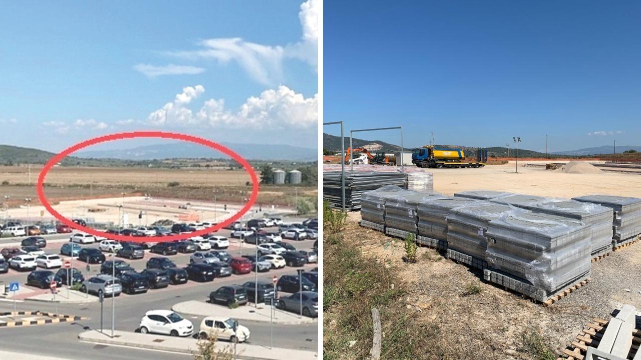 
	Nel cerchio rosso l'area interessata e a destra il cantiere

