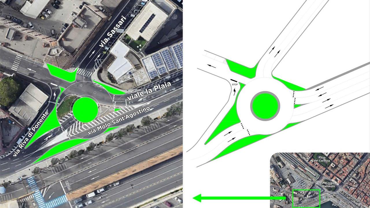 L'area in viale La Plaia dove verrà realizzata una rotatoria