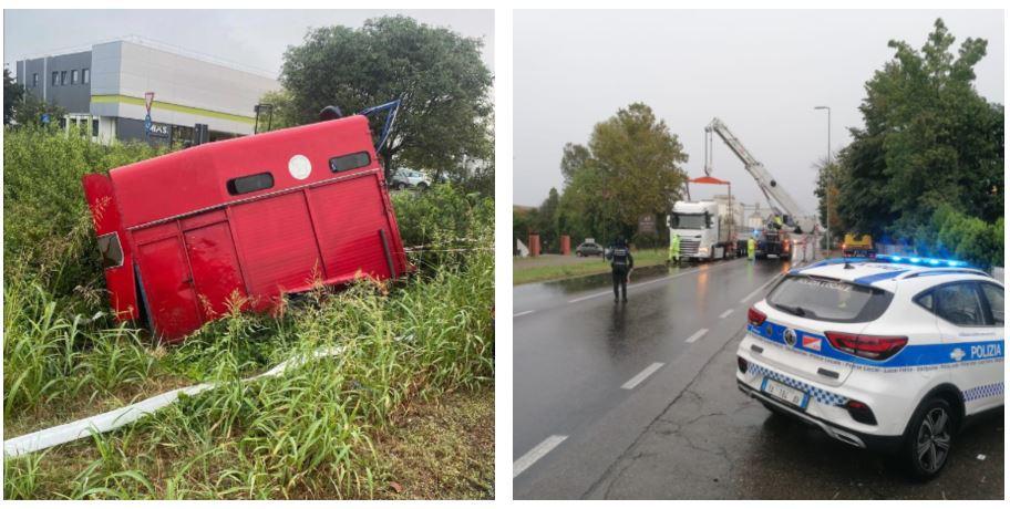 Carrello per cavalli fuori strada in tangenziale: l’animale viene portato in salvo