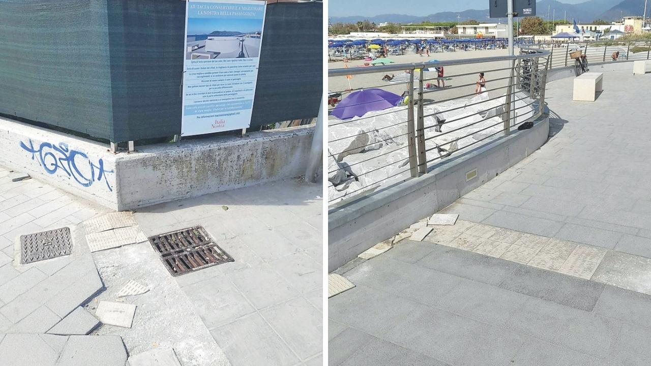 Carrara, allarme waterfront: la passeggiata sul mare perde i pezzi – Le possibili cause