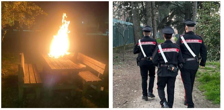 Scandiano, vandalismi e incendio al parco: denunciati in sei