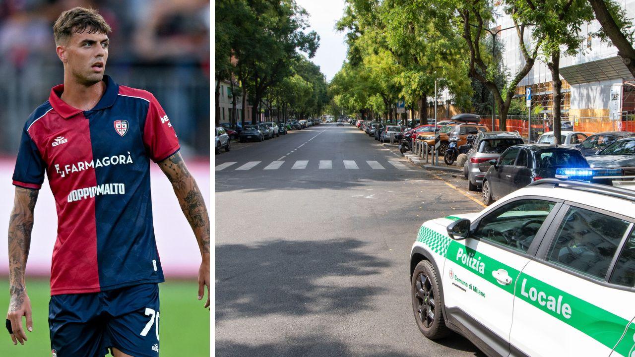 
	A sx il calciatore Daniel Maldini, a dx la strada in cui &egrave; avvenuto l'incidente (foto Lapresse)


