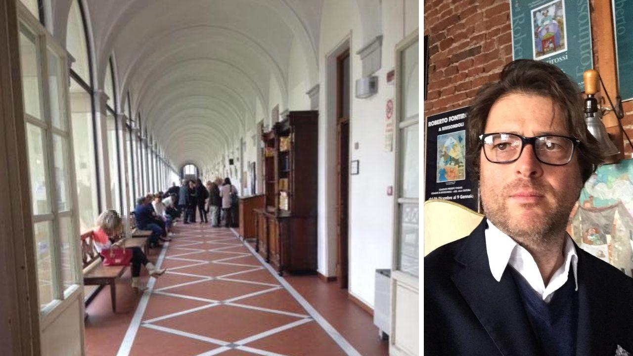 Un corridoio del tribunale in una foto d'archivio e il legale Fontirossi