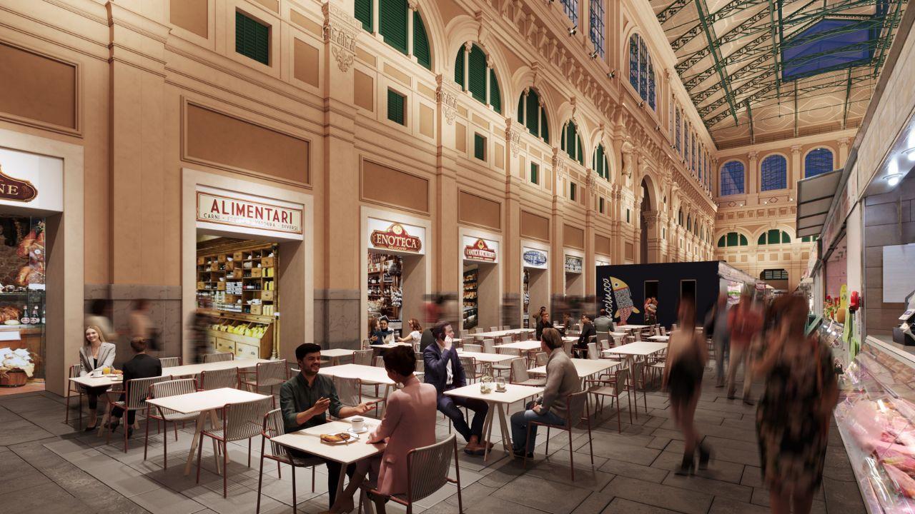 
	Il rendering di una delle due piazzette che saranno realizzate all'interno del Mercato

