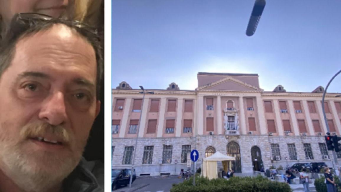 A sinistra Roberto Genovesi, a destra l'ospedale di Livorno