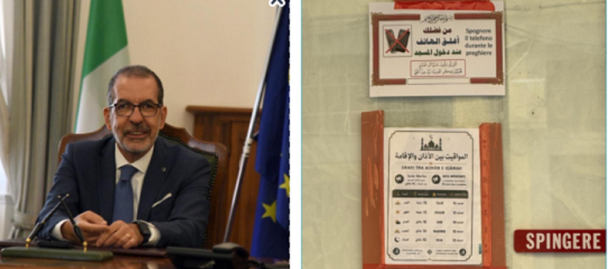 Il prefetto Giancarlo Dionisi e l'entrata di un luogo di culto di via dell'Angiolo