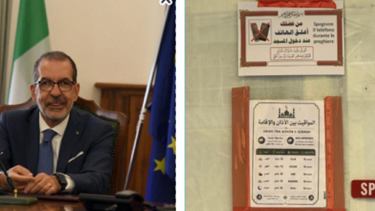 Il prefetto Giancarlo Dionisi e l'entrata di un luogo di culto di via dell'Angiolo