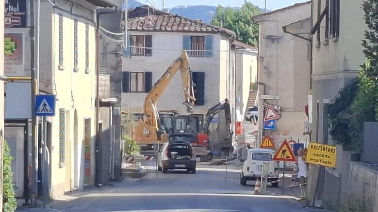 La strettoia durante i lavori