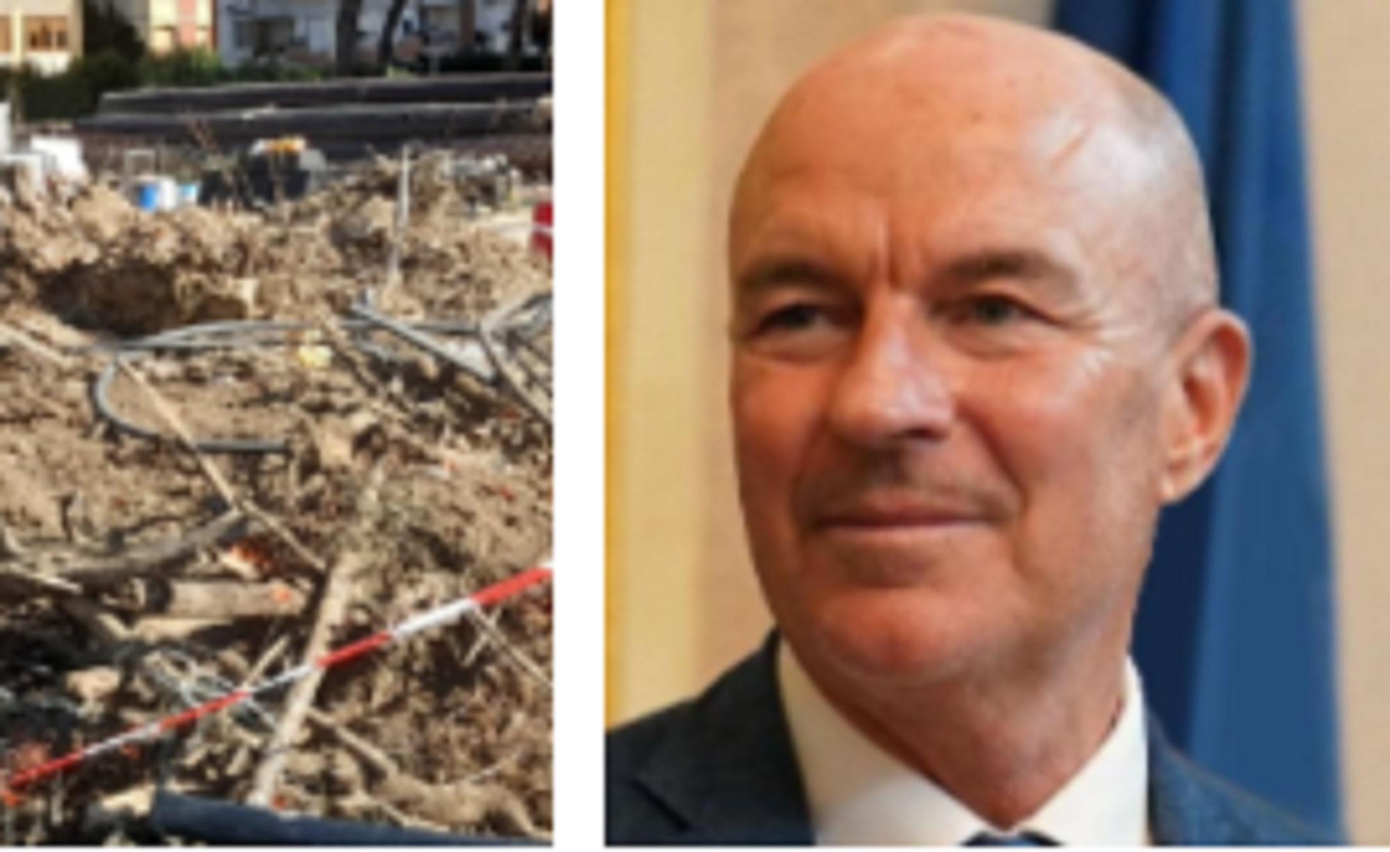 A sinistra parte del sequestro. A destra il sindaco Luca Salvetti