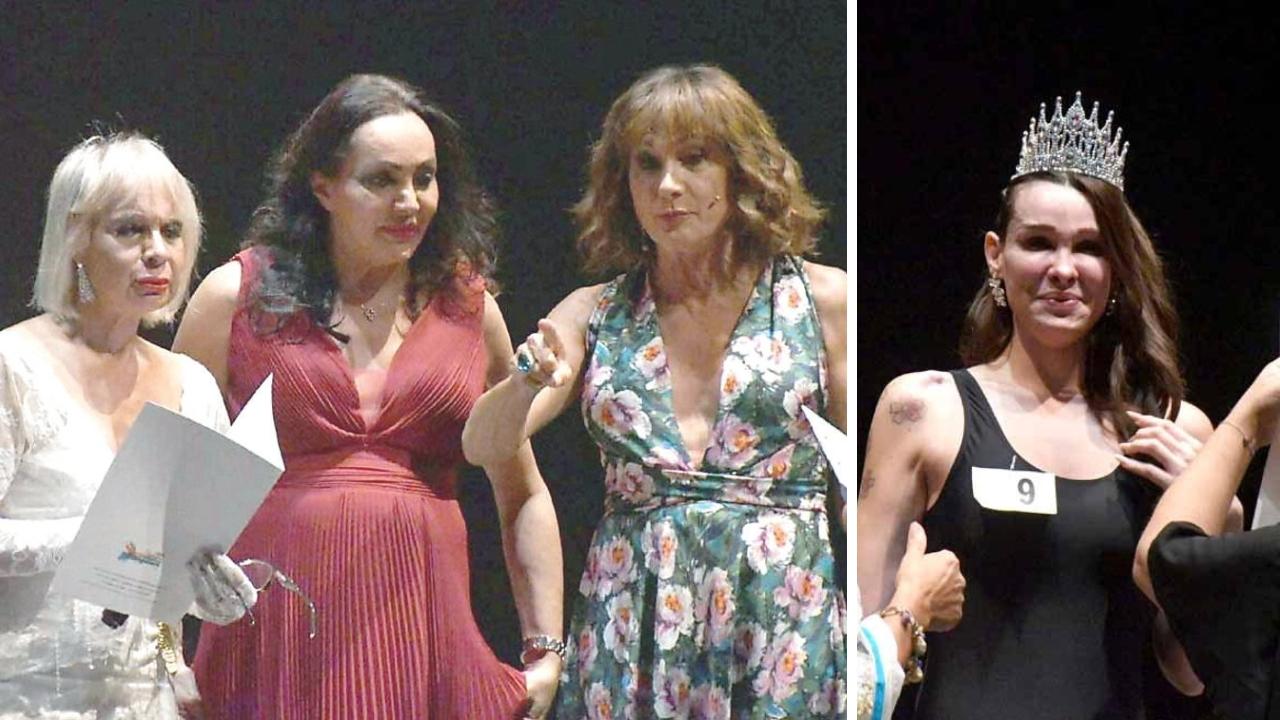 Un momento della serata condotta da Luxuria e a destra la vincitrice Alessia Buscemi