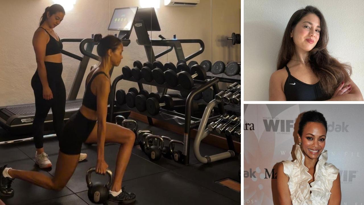 
	Un momento dell'allenamento e a destra in alto la livornese Ferretti e sotto l'attrice di fama internazionale&nbsp;Zoe Salda&ntilde;a

