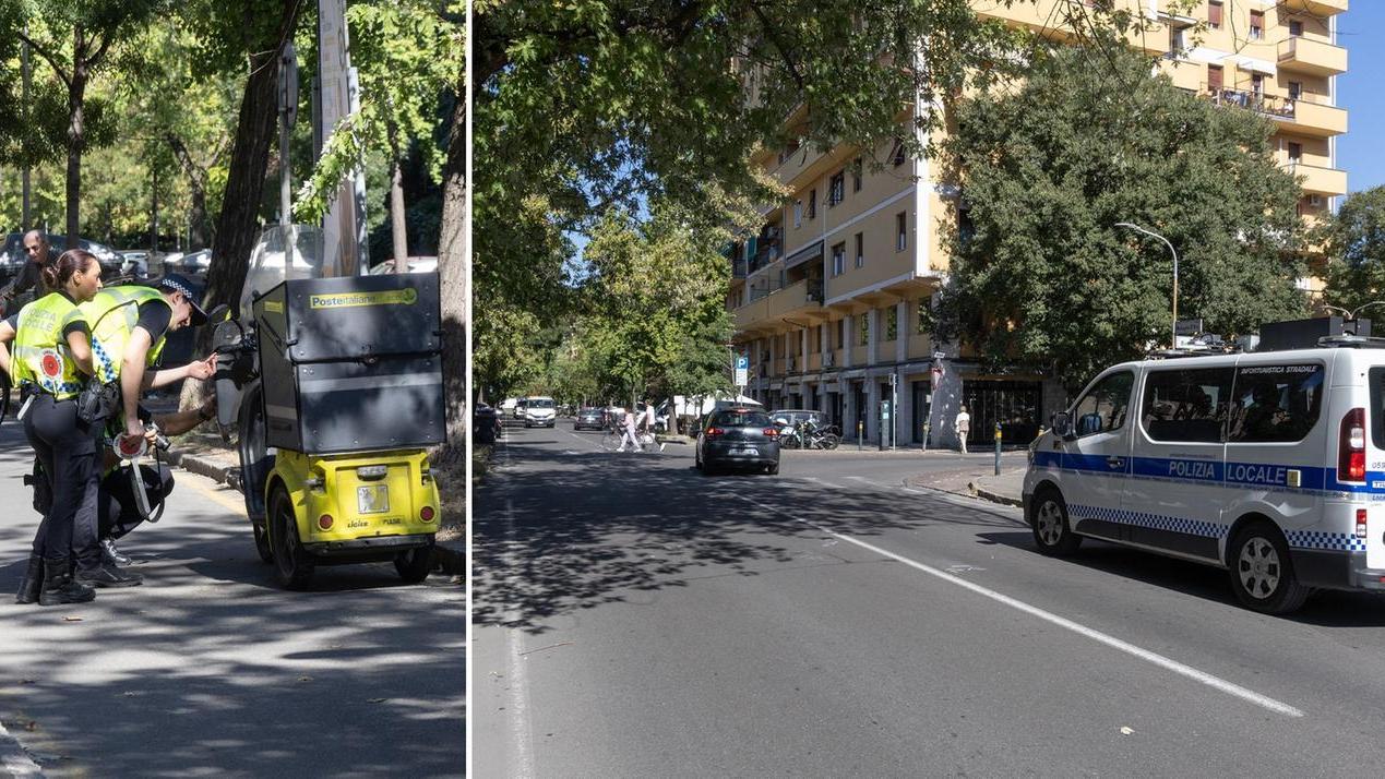 I rilievi della polizia locale sul luogo dell'incidente
