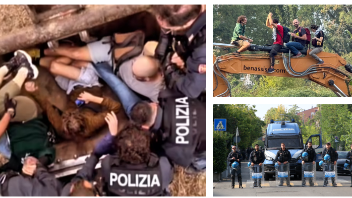 Bosco Ospizio: gli attivisti bloccano le ruspe, la polizia li porta fuori