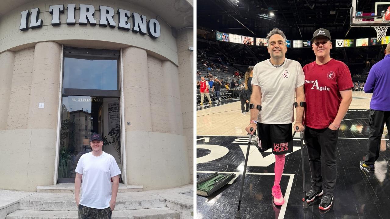 
	Cole Turner, davanti alla sede del Tirreno e con Marco Benvenuti&nbsp;


