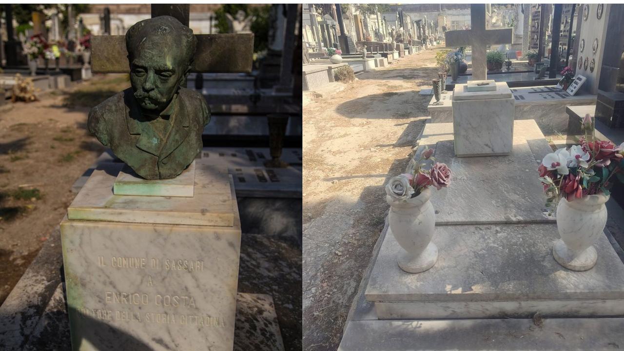 Sassari, rubato il busto di Enrico Costa dalla tomba dello scrittore