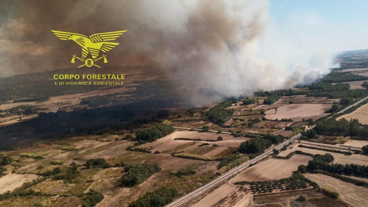 Vasto incendio a Pabillonis, il vento ritarda lo spegnimento: sul posto due Canadair e un mezzo dell’Esercito