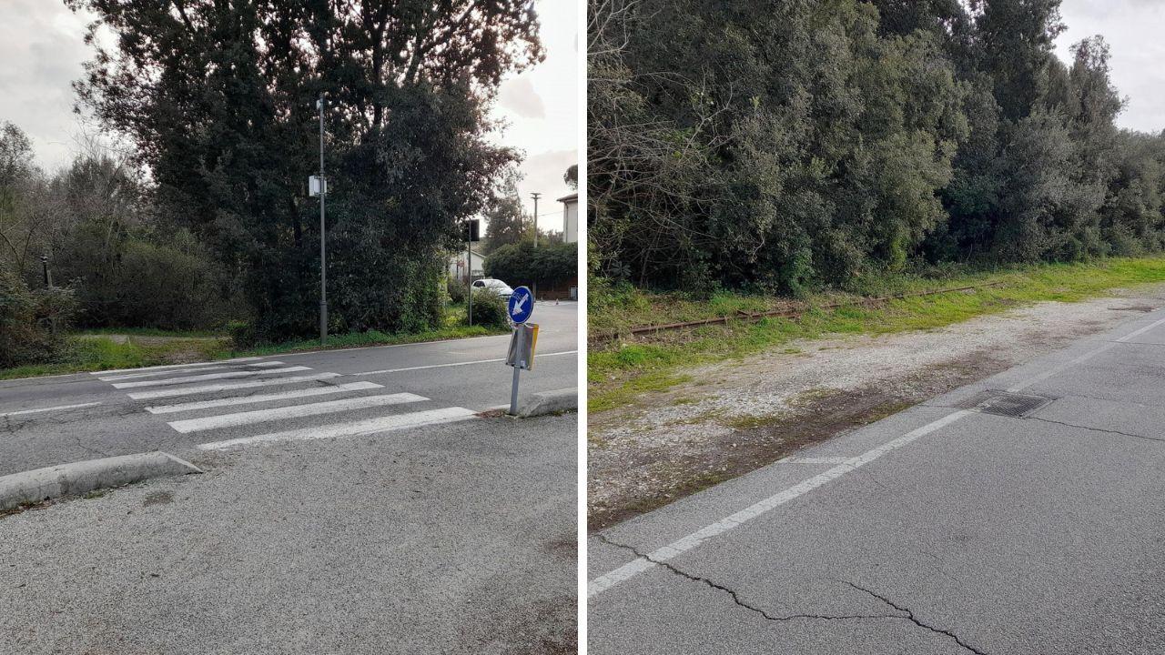 Due tratti stradali in cui verrà realizzata la pista ciclabile