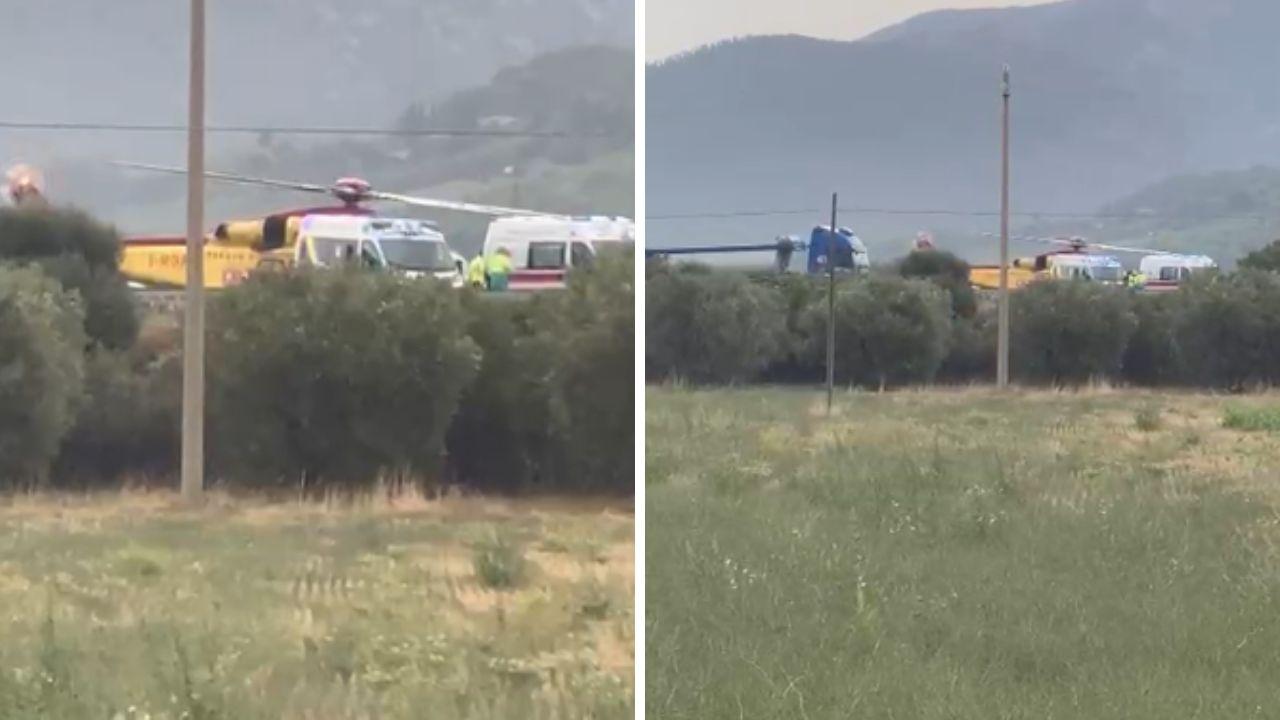 Il punto dell'incidente e l'elisoccorso Pegaso