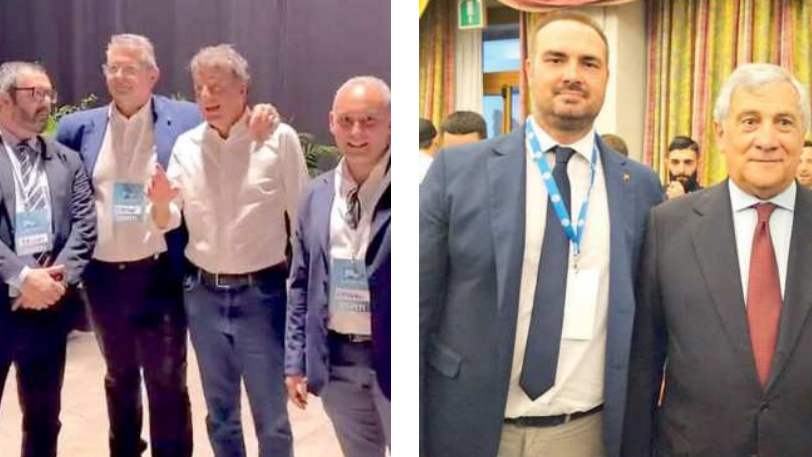 Rinaldi, Torrini e Gidari insieme a Renzi. A destra, Giacobazzi con Tajani