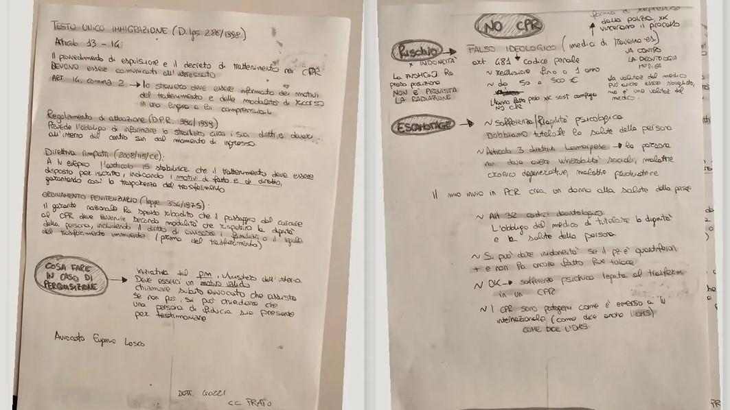 Il documento manoscritto sequestrato nel carcere della Dogaia