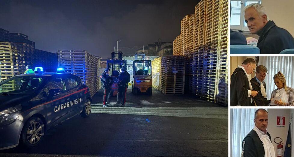 
	Il piazzale teatro del delitto, Marjan Pepa; gli avvocati Treggi e Maffei e in basso il legale Vetere

