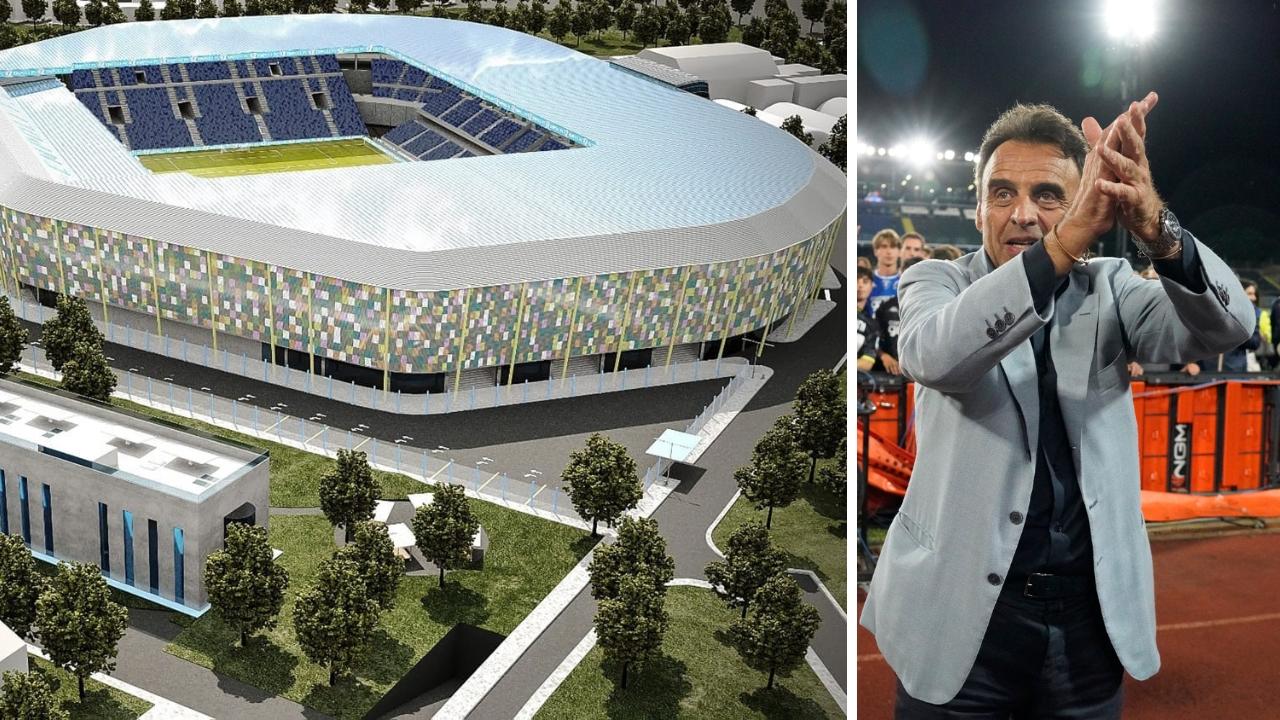 
	Il render del nuovo stadio dell'Empoli e il presidente Corsi&nbsp;

