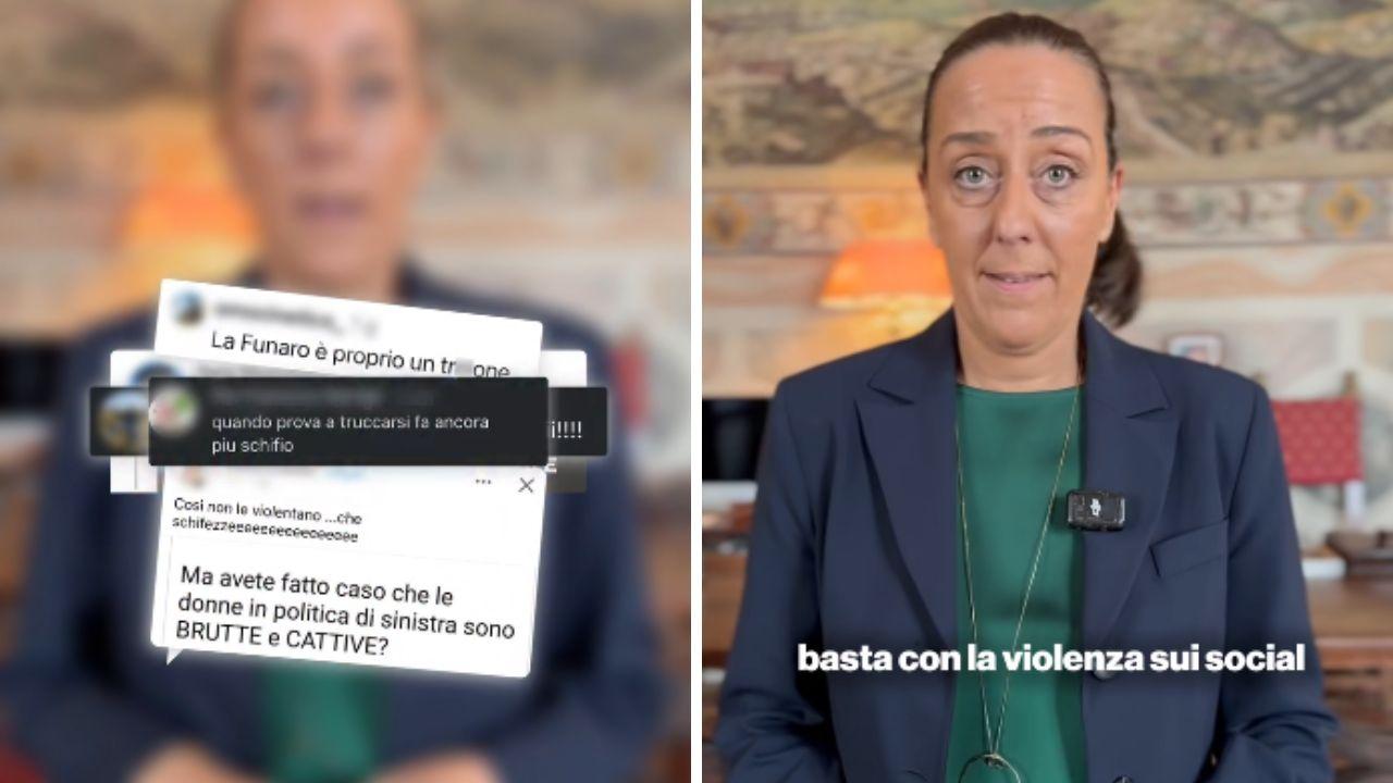 Due fermo immagine del video della sindaca Sara Funaro