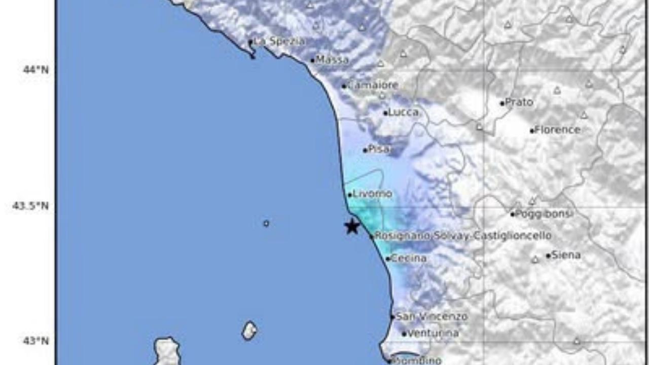 L'epicentro del terremoto a Livorno 