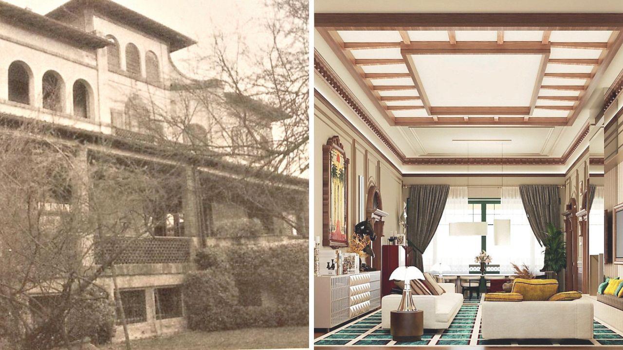 
	A sx una foto storica di Villa Blanc, a dx&nbsp;il rendering di come sar&agrave; uno degli spazi interni

