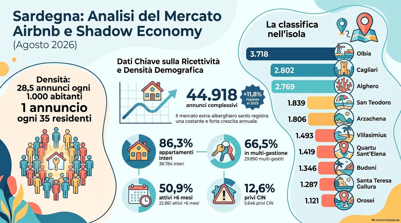 B&b, 45mila annunci in tutta l’isola: Olbia, Cagliari e Alghero top in Italia