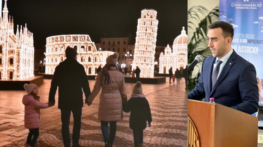 Un rendering delle installazioni in piazza Crispi ed Edoardo Oggianu