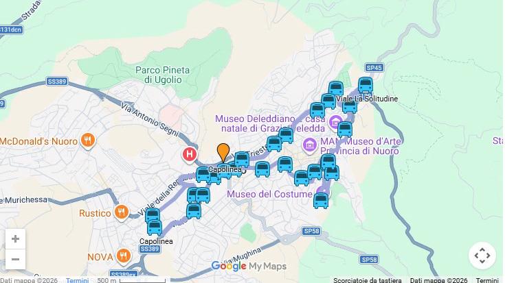 Il percorso della linea museale di Nuoro