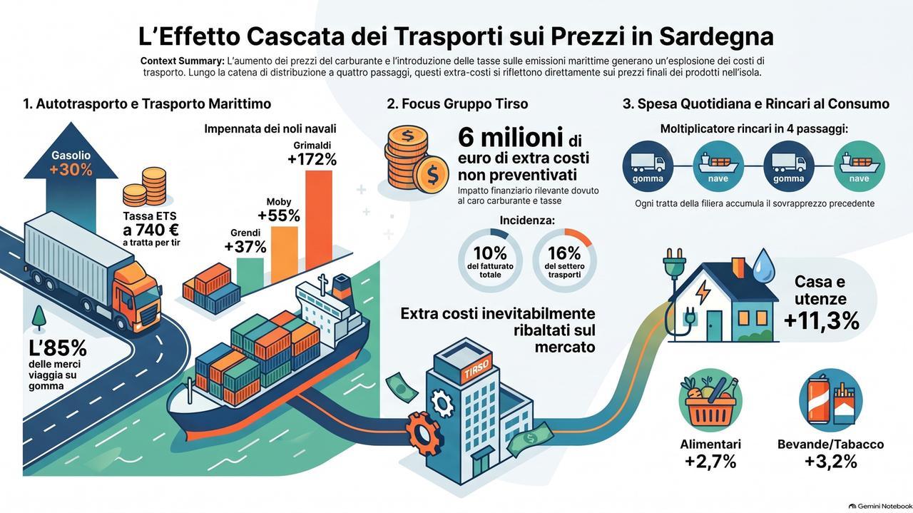 Sardegna, trasporti soffocati dai rincari: 4mila imprese a rischio, il conto arriva sulla spesa