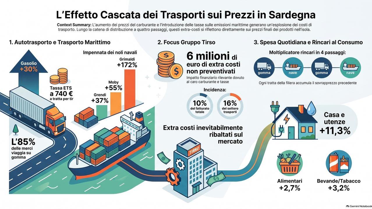 Sardegna, trasporti soffocati dai rincari: 4mila imprese a rischio, il conto arriva sulla spesa