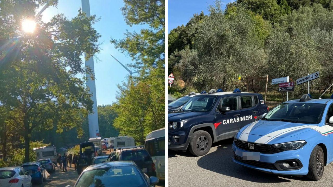 
	La zona del rave party e uno dei posti di blocco delle forze dell'ordine (foto Falorni/Stick)

