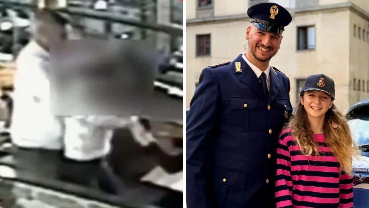 
	Un frame del video dell'intervento e la giovanissima con l'agente

