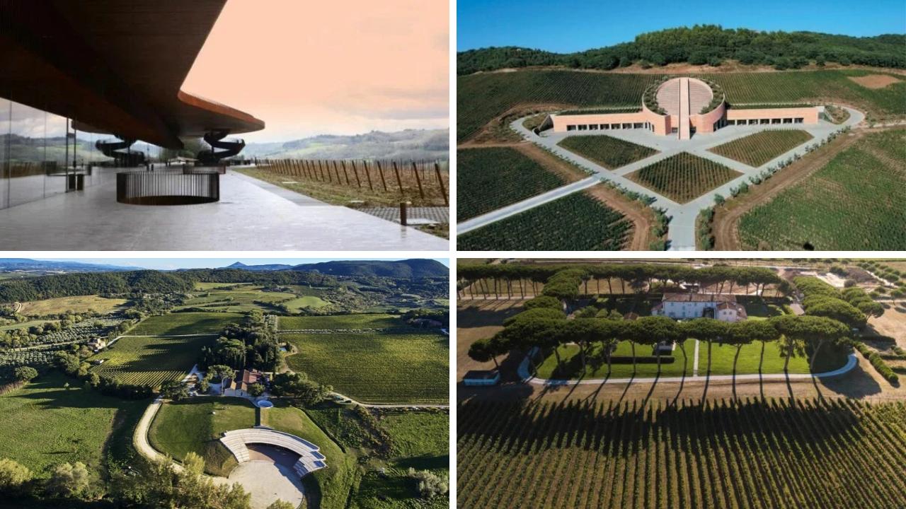 
	In alto Antinori e Petra, in basso Cantina Dei e Guado al Tasso (foto pagine ufficiali)

