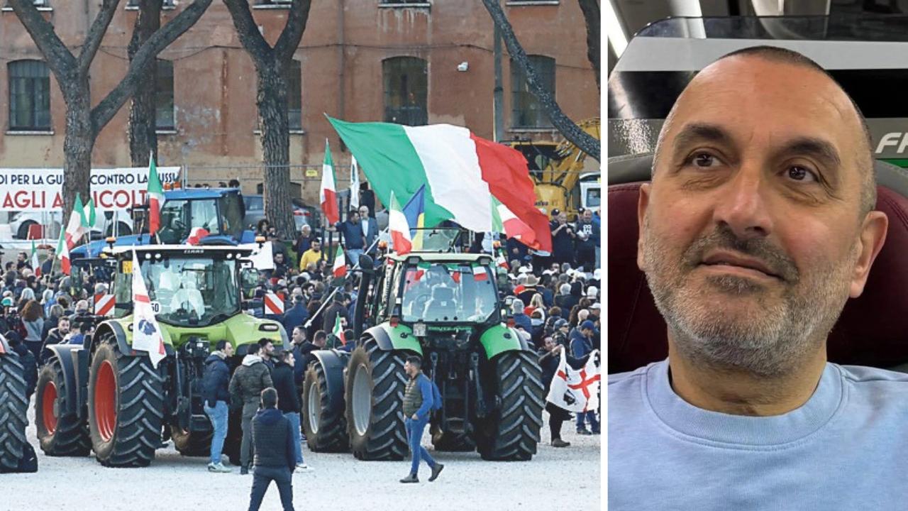 
	Le proteste degli agricoltori e a destra Giacomo Sanavio


