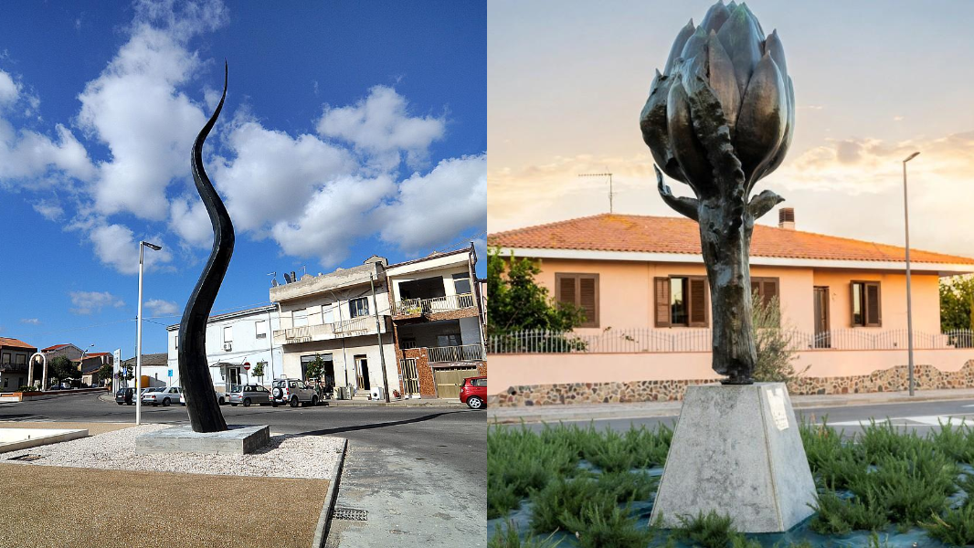 L’arte da rotatoria invade i paesi della Sardegna, dal carciofo gigante all’anguilla senza testa