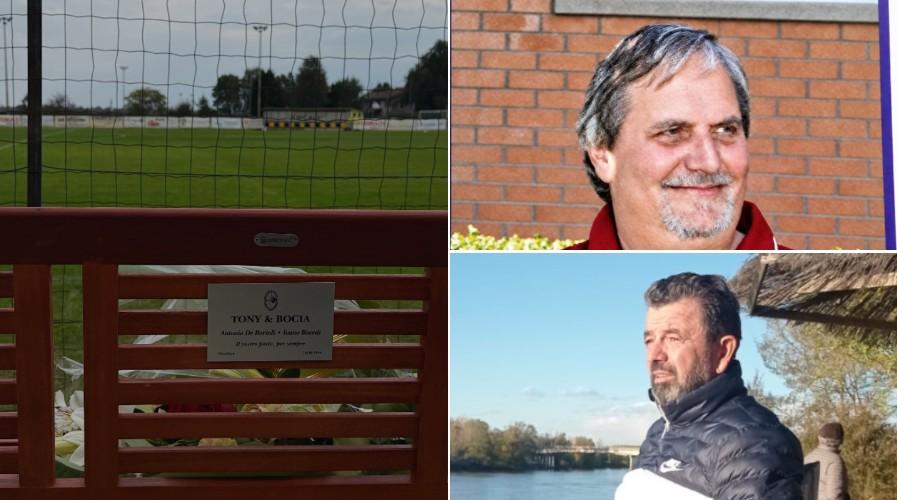 Novellara, una panchina a bordo campo per ricorda “Tony” e “Bocia”